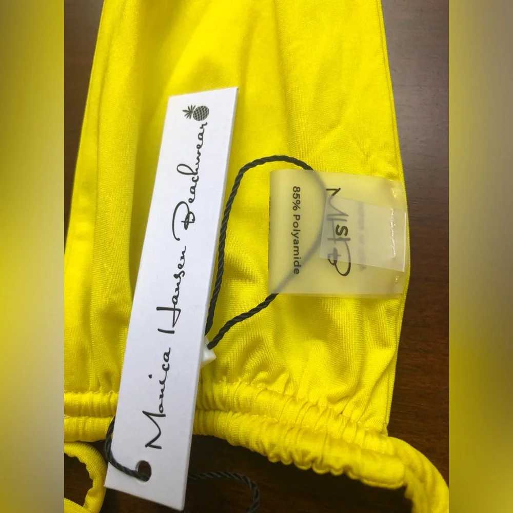 NWT Monica Hansen Rectangle Double String Bikini Top in Zafferano Yellow